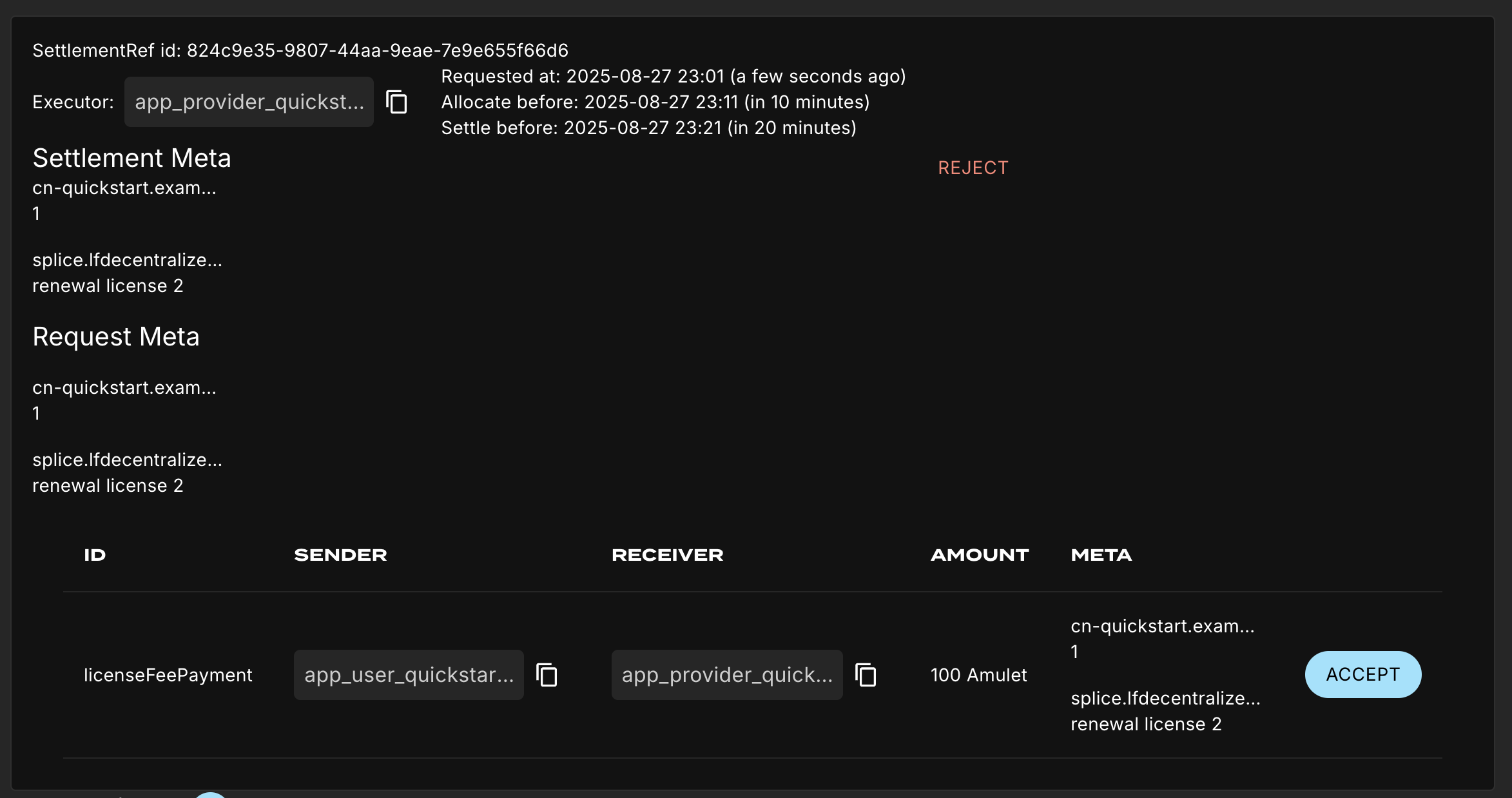 CC Wallet accept allocation