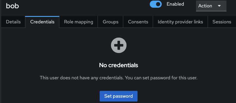 user password credentials