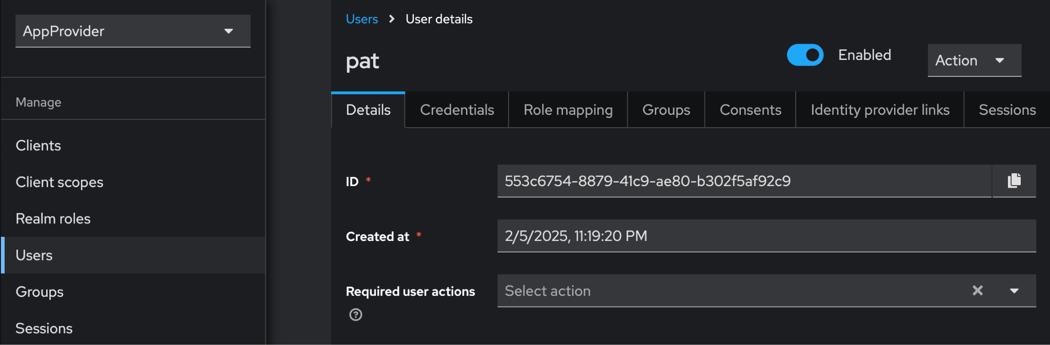 Keycloak user details