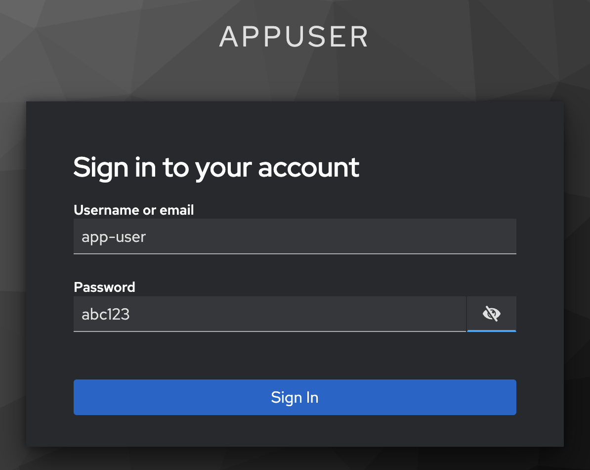 AppUser login screen