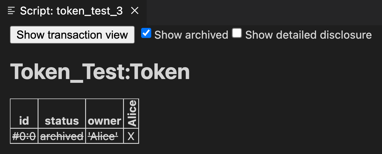 The script view as a separate column, with the ``Show Archived`` checkbox selected.