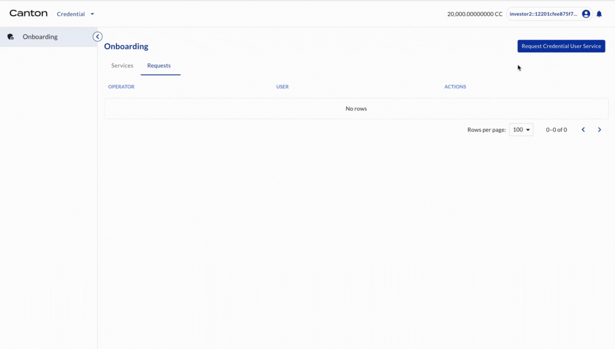 Investor2 credential request