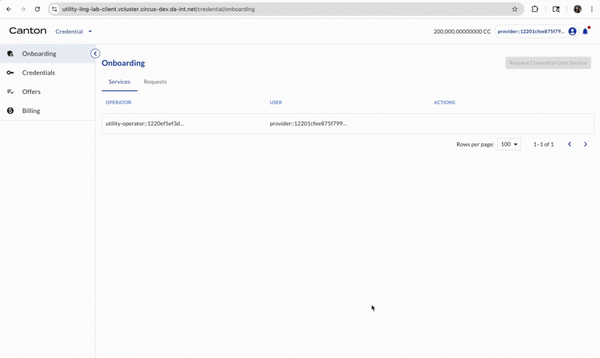 Provider accepts credential
