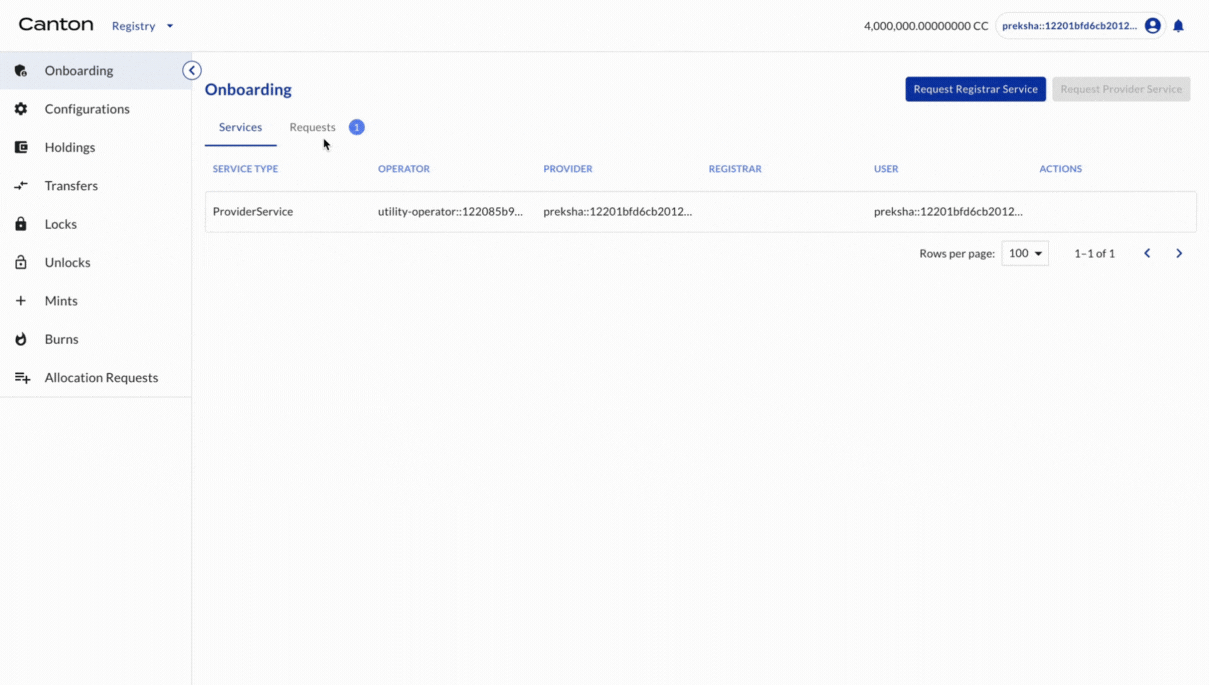 Provider accepts registrar request