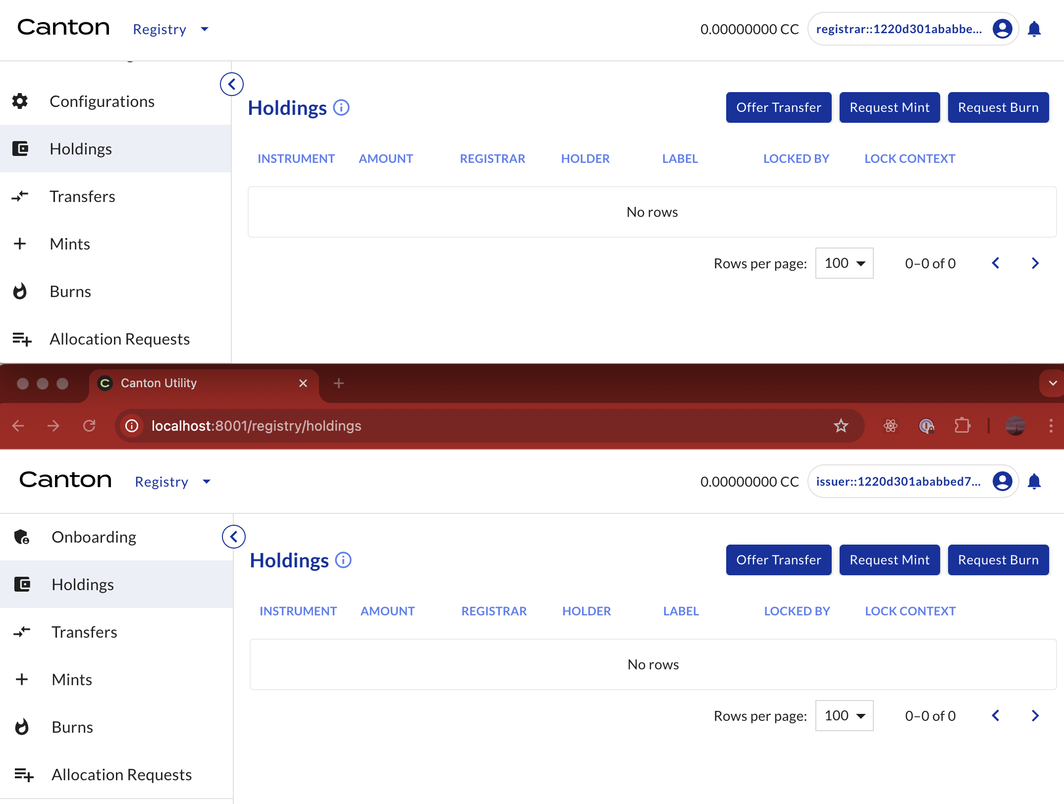 Initial positions before mint