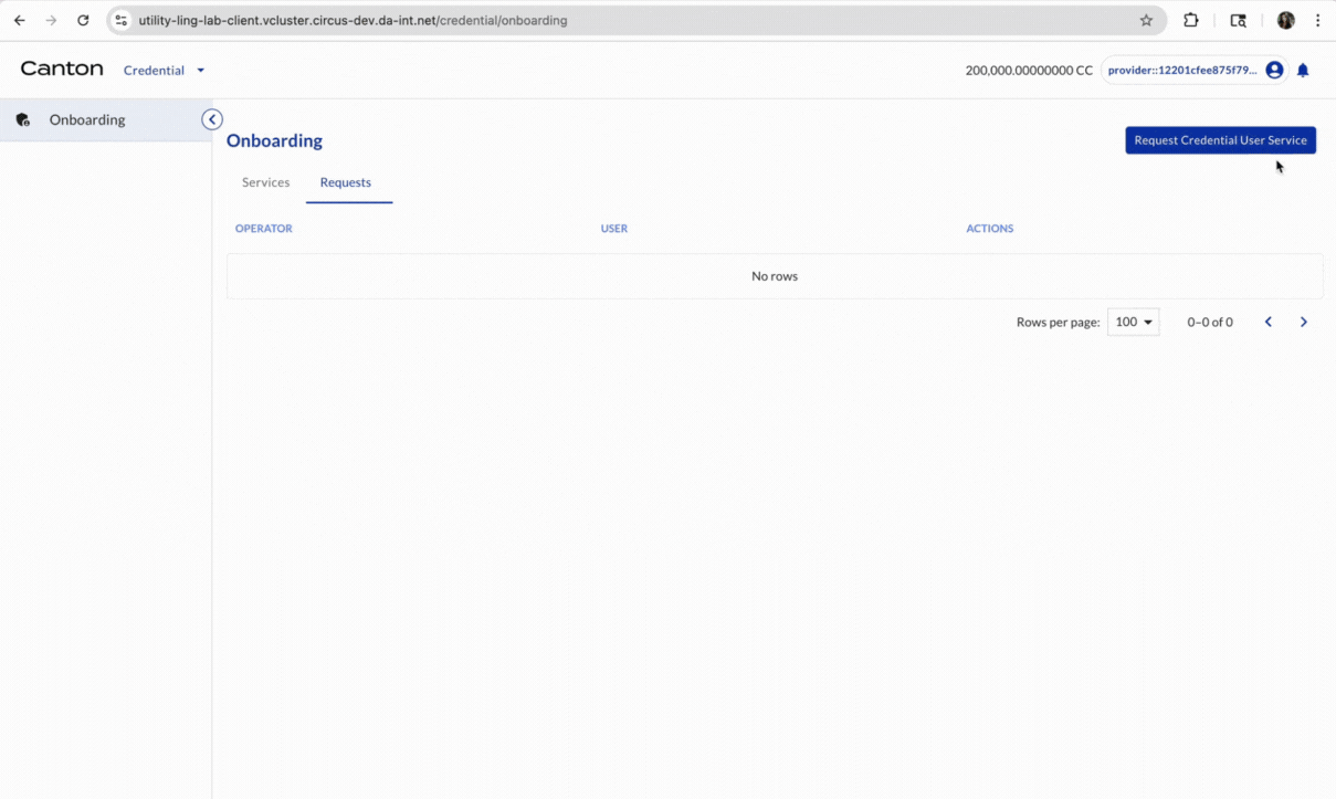 Request credential service