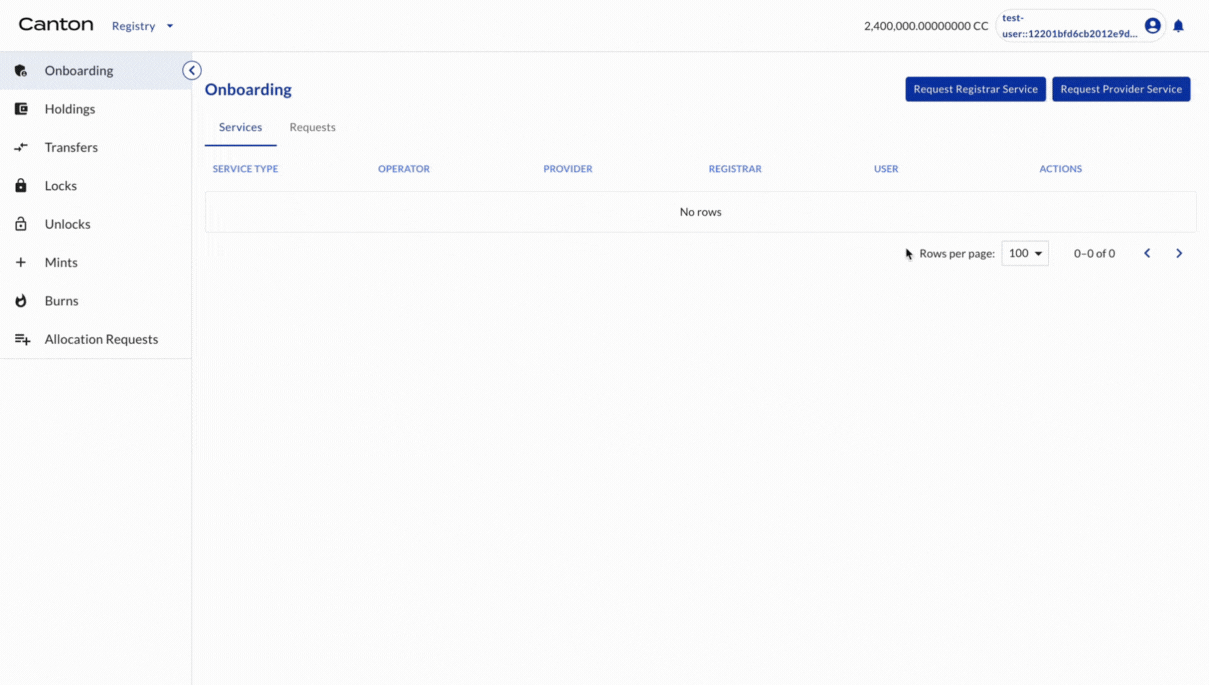 Request registrar service
